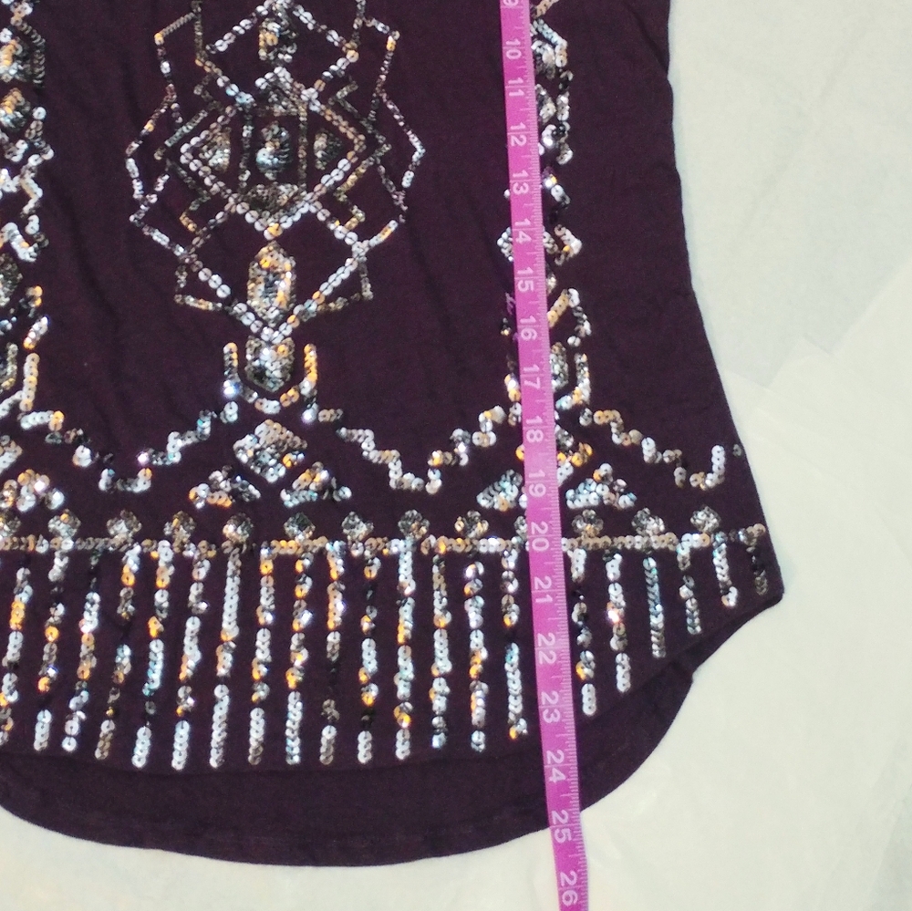 EXPRESS PURPLE TANK TOP - SILVER SEQUINS - SMALL PETITE - Picture 4 of 6